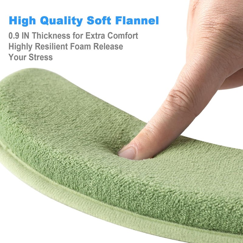SHIEN Soft Thicker Flannel Bathroom Toilet Seat Cover, 2 Pack Non Slip Warmer Comfortable Seat Cushions with Memory Foam, Easy Install with Self-Adhesive Tape, Reusable Toilet Lid Cover (Green,Beige) - Image 2